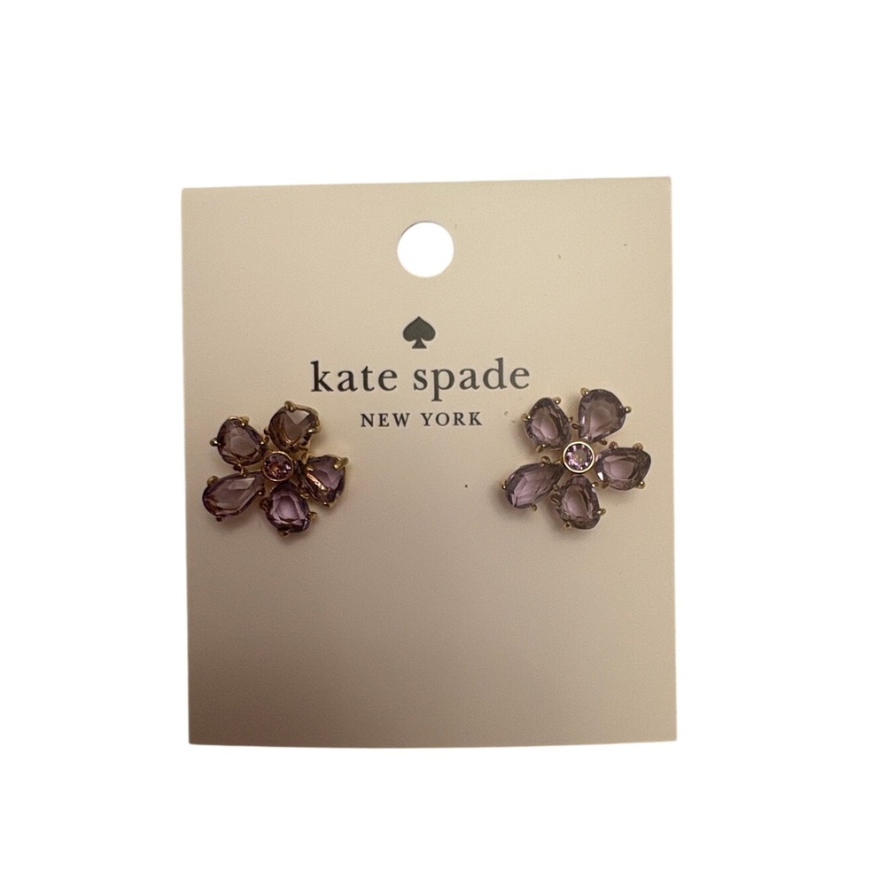 Kate Spade Paradise Flower Stud Pierced Earrings in Lavender NWT